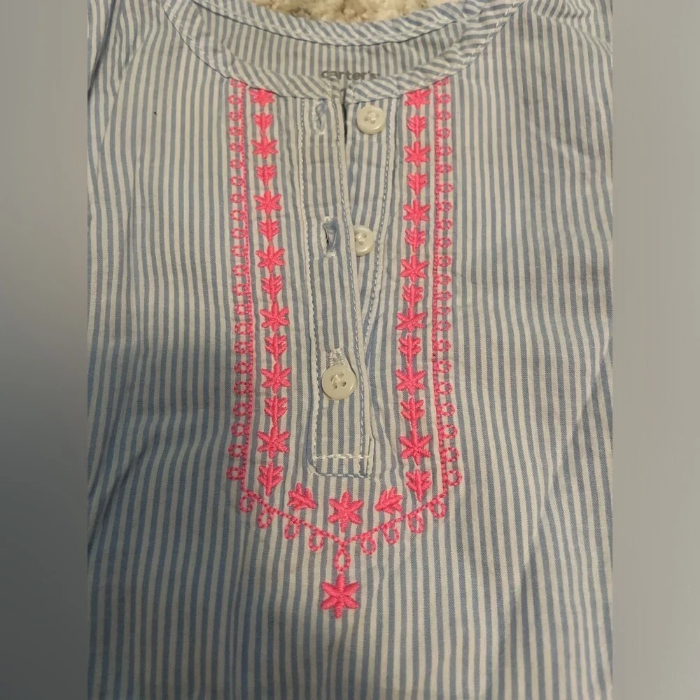Carter's Blue and Pink Striped Blouse size 12 months